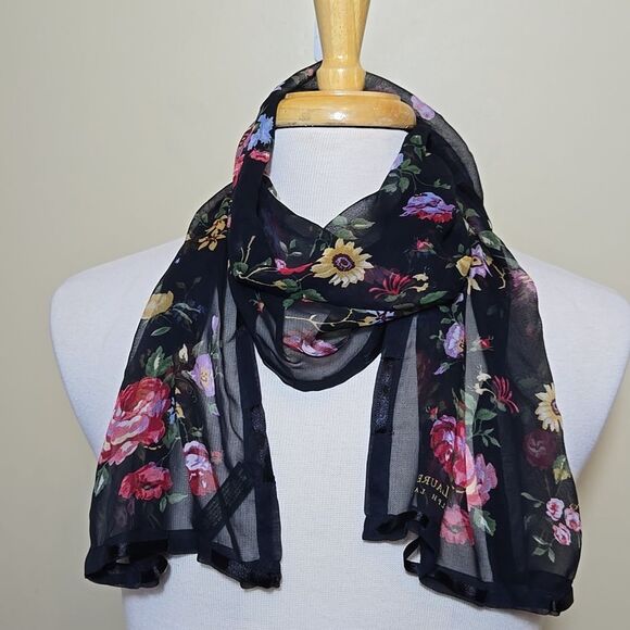 Lauren Ralph Lauren 100% Silk Dark Floral Scarf Green Label Heritage Old Money - Picture 1 of 14